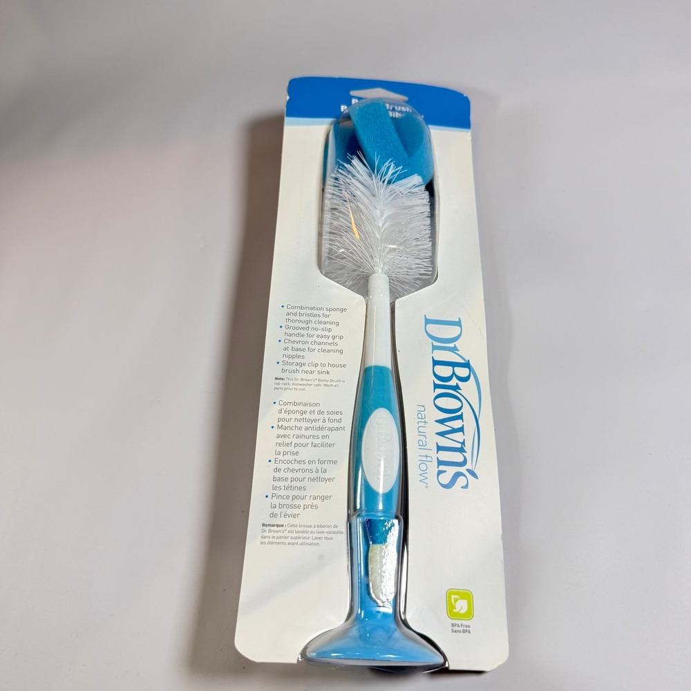 Dr. Brown's Bottle Brush Baby Blue New Sponge Bristle Nipple Cleaner BPA Free